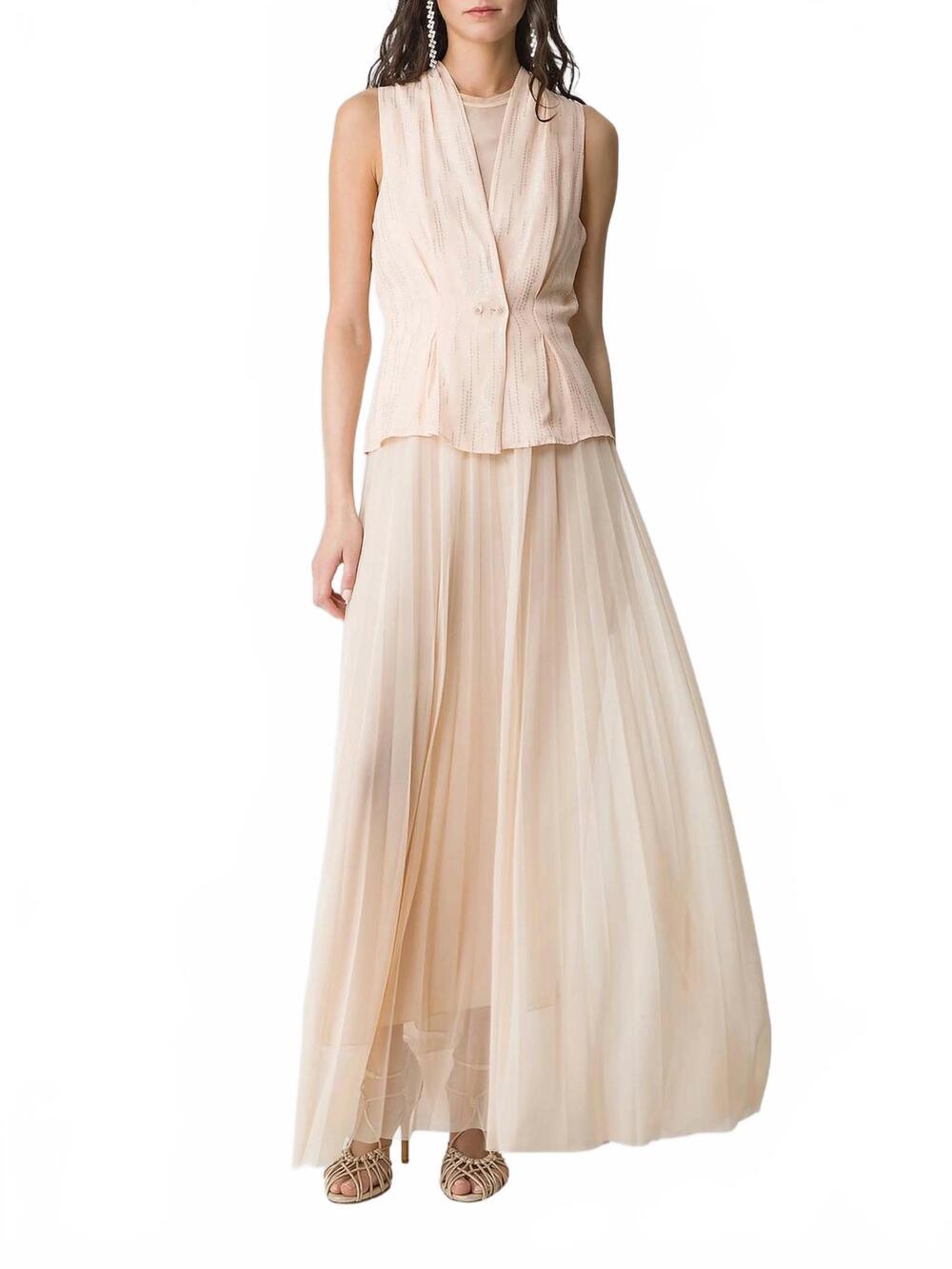 NEW FORTE FORTE plisse midi skirt in blush